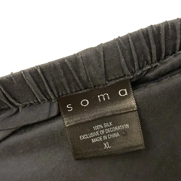 SOMA Intimates Silk Drawstring Pajama Pants Side Leg Navy Blue  Size XL - Picture 8 of 8